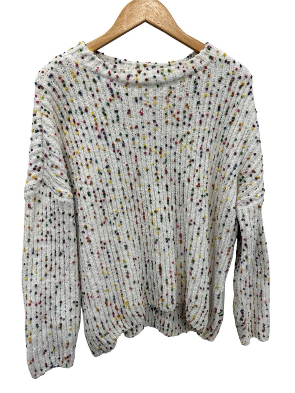 A Beautiful Soul Altar'd State Confetti Popcorn Knit Sweater White Size A 1X